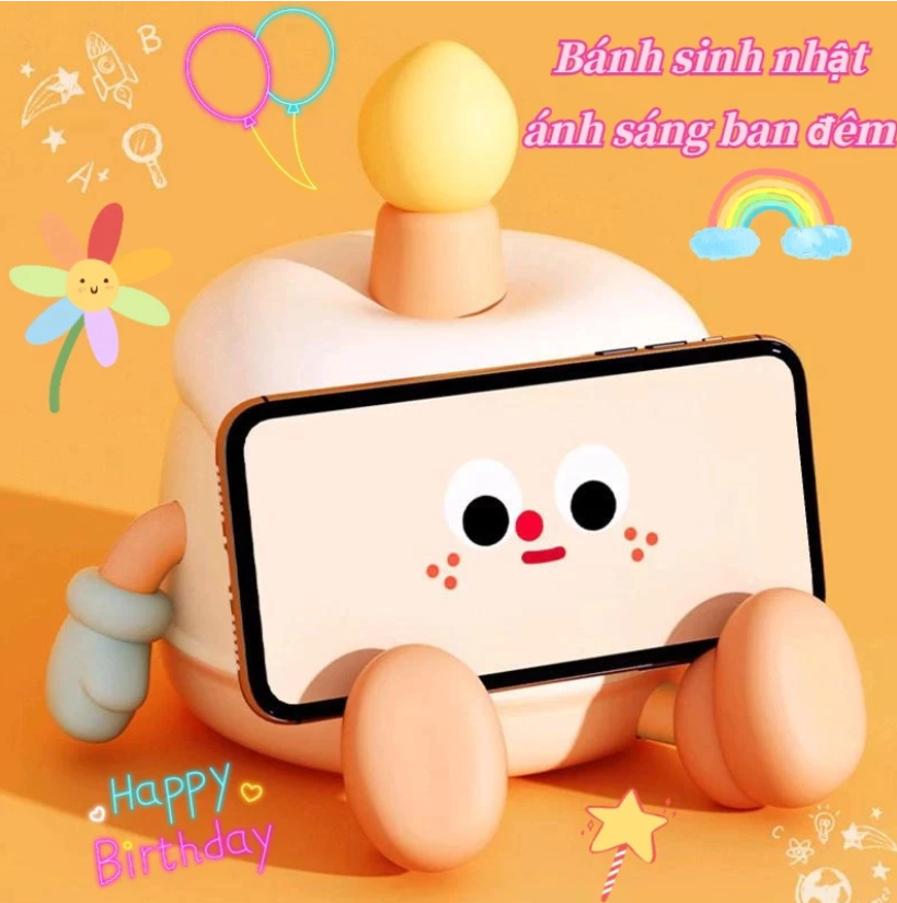 🎂 Đèn Ngủ Bánh Sinh Nhật Cute - Ánh Sáng Ấm Áp Cho Giấc Ngủ Ngon - Image 2